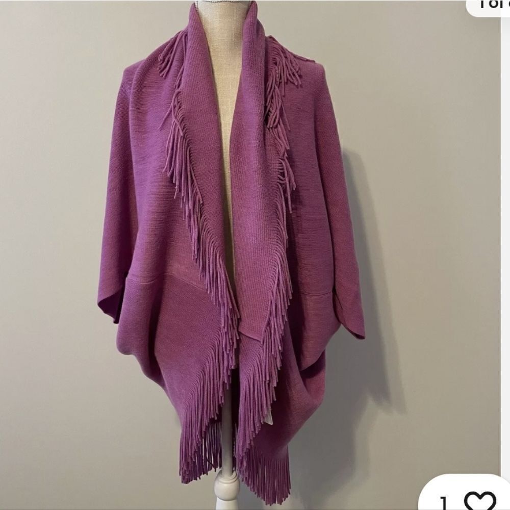 Layers by Lizden OS or M/L soft lavender/ purple open sweater, shrug, fringe